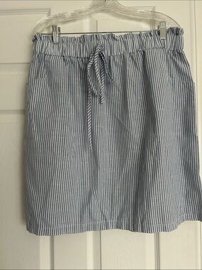 Striped Blue Drawstring Mini Skirt